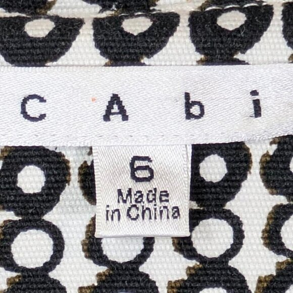 CAbi Blazer Cropped Jacket 3/4 Sleeve 2 Button Black & White Circles Size 6 - Picture 12 of 14